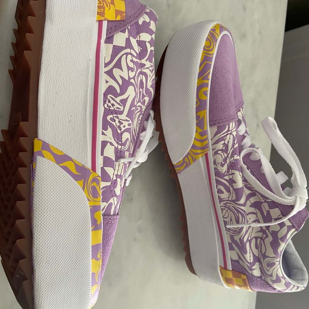 Vans Purple and Yellow Women's Sneakers